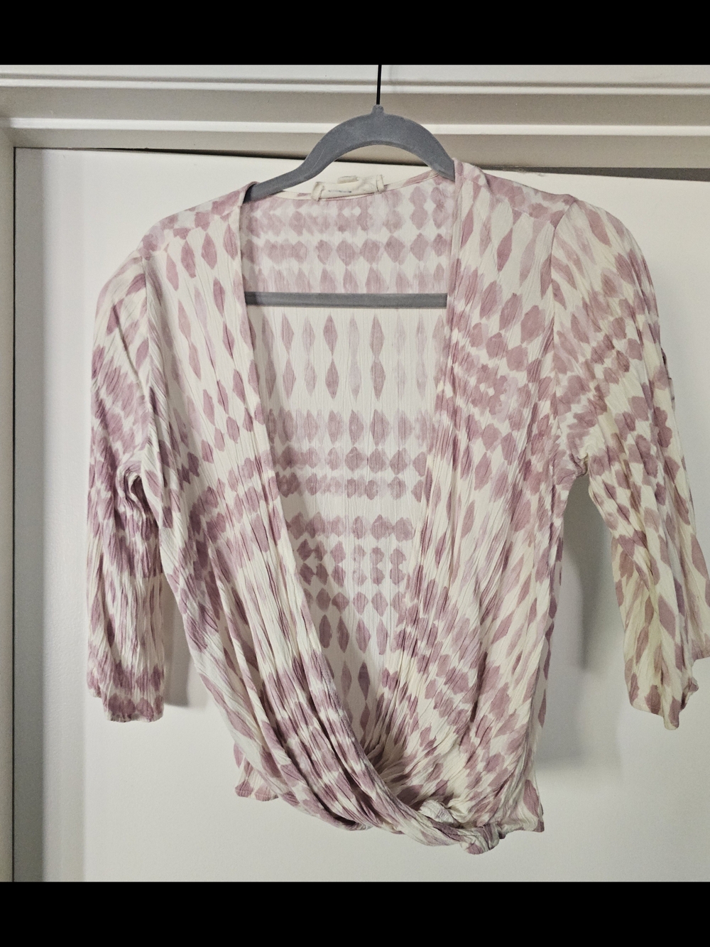 lovestitch Cream and Dusty Pink Ikat Wrap Top